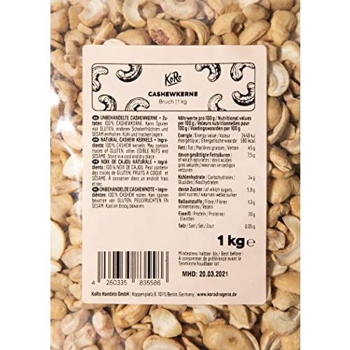Cashewkerne KoRo – Bruch LP 1 kg – 100 % Naturbelassen