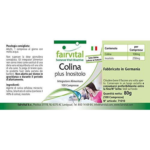 Cholin fairvital Bitartrat plus Inositol, HOCHDOSIERT, 100 Tabletten