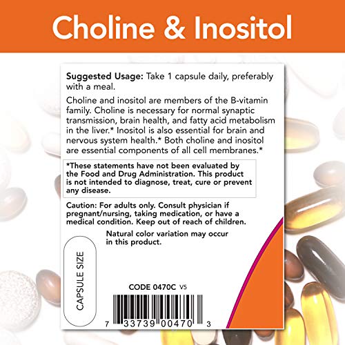 Cholin Now Foods, und Inositol, 500 mg, 100 Kapseln, hochdosiert