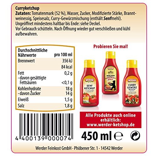 Curry-Ketchup WERDER 12 x Curry Ketchup 450 ml