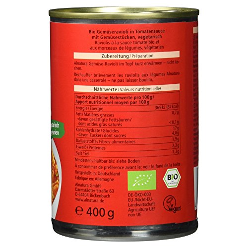 Dosenravioli Alnatura Bio Gemüse-Ravioli, vegan, 6 x 400 g