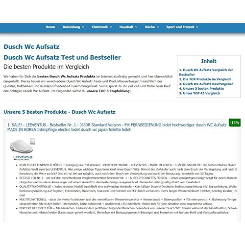 Dusch-WC Aufsatz LEEVENTUS – J430R – Standard Version