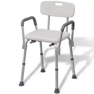 Duschstuhl vidaXL mit Arm-& Rückenlehne Aluminium Duschsitz