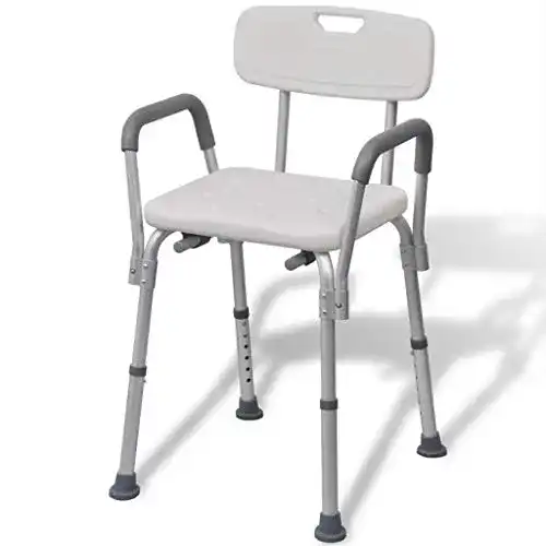 Duschstuhl vidaXL mit Arm-& Rückenlehne Aluminium Duschsitz