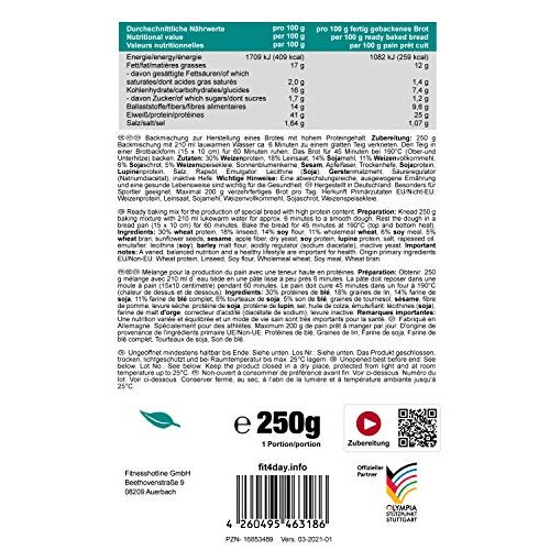 Eiweißbrot-Backmischung Best Body Nutrition Fit4Day, 8 x 250 g
