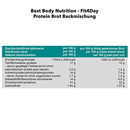 Eiweißbrot-Backmischung Best Body Nutrition Fit4Day, 8 x 250 g
