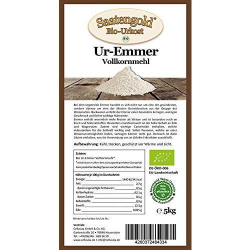Emmermehl Saatengold Ur-Getreide Bio-Mehle Mehl Vollkorn, 5 kg