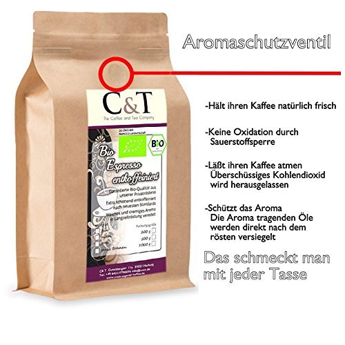 Entkoffeinierter Kaffee The Coffee and Tea Company C&T Bio