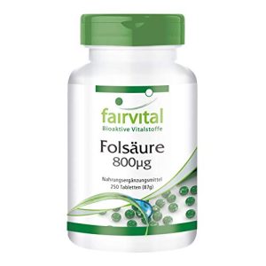 Folsäure fairvital 800µg, hochdosiertes Vitamin B9, 250 Tabletten