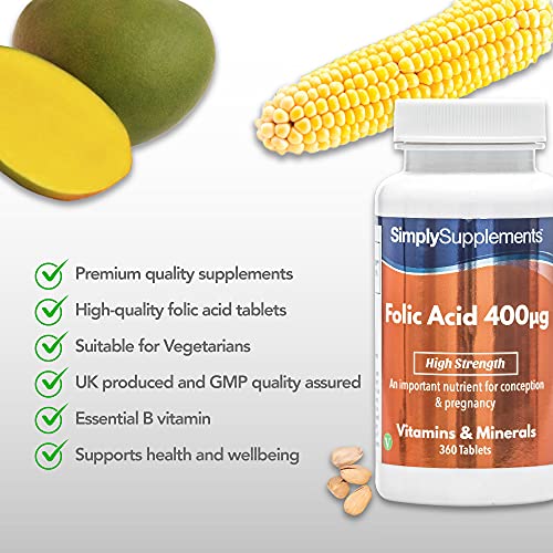 Folsäure Simply Supplements (Vitamin B9) 400µg, 360 Tabletten