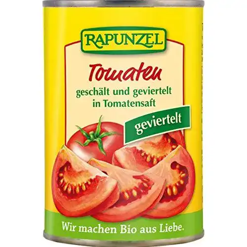 Gehackte Tomaten Rapunzel Bio Tomaten geviertelt 12 x 400 gr