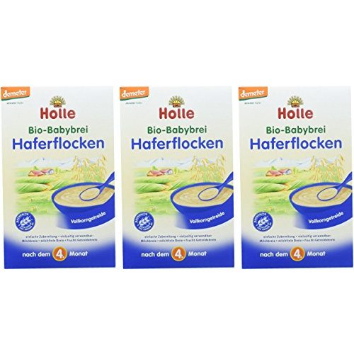 Getreidebrei Holle Bio-Babybrei Haferflocken, 3er Pack (3 x 250 g)
