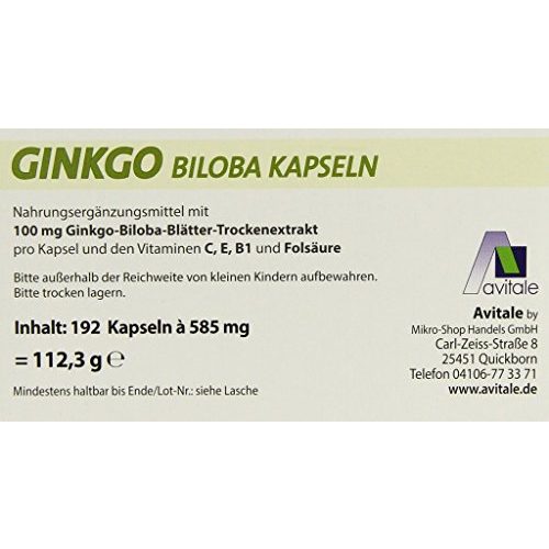 Ginkgo-Tabletten Avitale Ginkgo 100 mg Kapseln, 192 Stück