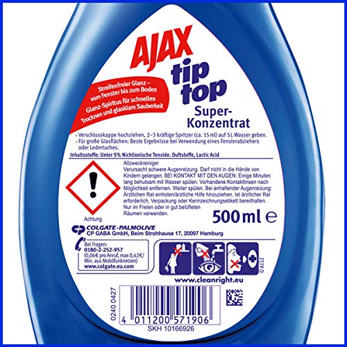 Glasreiniger Ajax Tip Top Superkonzentrat, 3er Pack (3 x 500 ml)