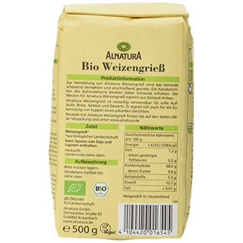 Grieß Alnatura Bio Weizen, 6er Pack (6 x 500 g)