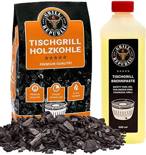 Grillkohle Grill Republic Tischgrill-Kohle 2,5kg & Brennpaste 500ml