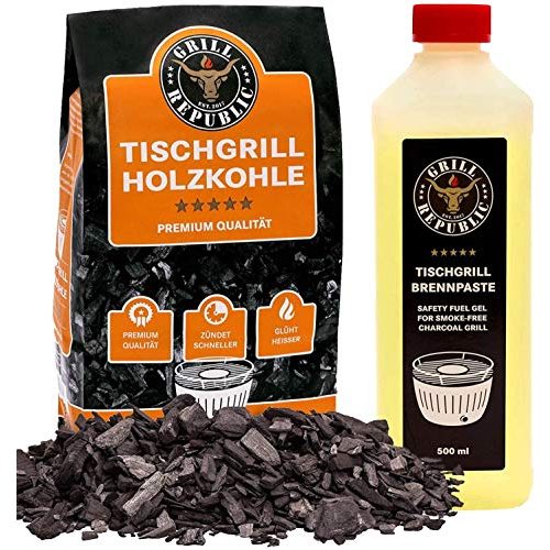 Grillkohle Grill Republic Tischgrill-Kohle 2,5kg & Brennpaste 500ml