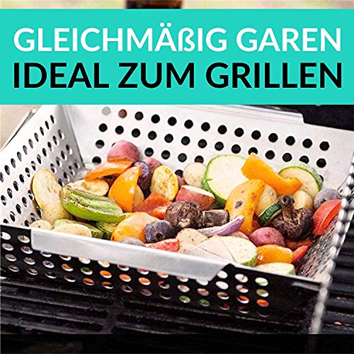 Grillkorb Praknu Grillschale für Gemüse, Fleisch 3,8 L – Edelstahl