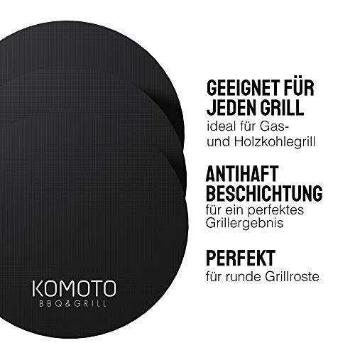 Grillmatte KOMOTO ® BBQ (3er Set) rund Ø 38 cm I Extra Dick
