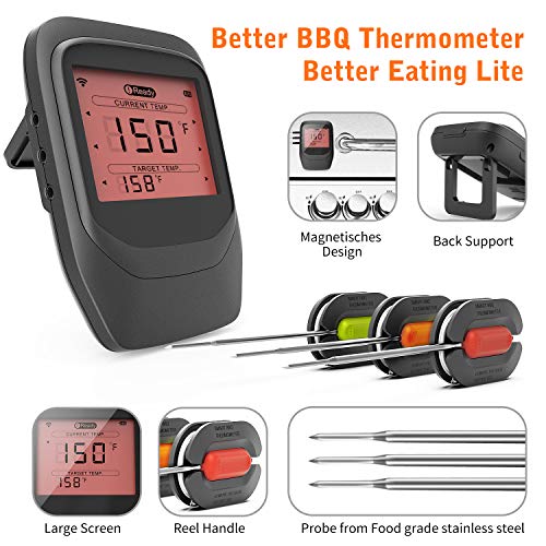 Grillthermometer (Bluetooth) Gifort, 4 Sonden, Funk Thermometer