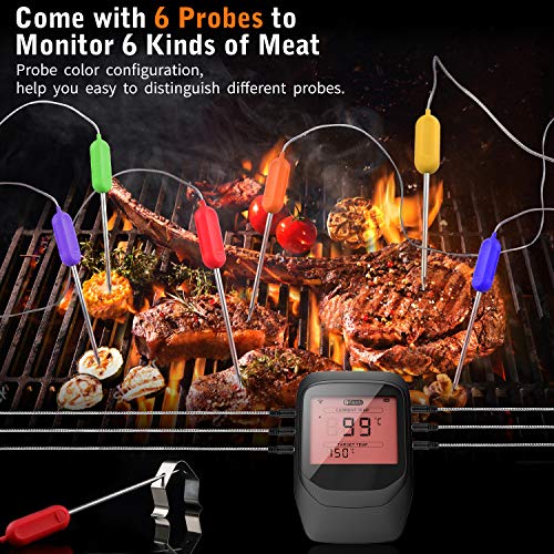 Grillthermometer (Bluetooth) Gifort, 4 Sonden, Funk Thermometer