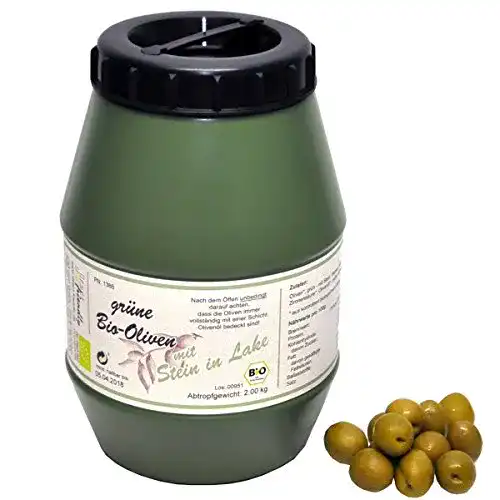Grüne Oliven direct&friendly Bio Oliven grün mit Stein (2 kg)