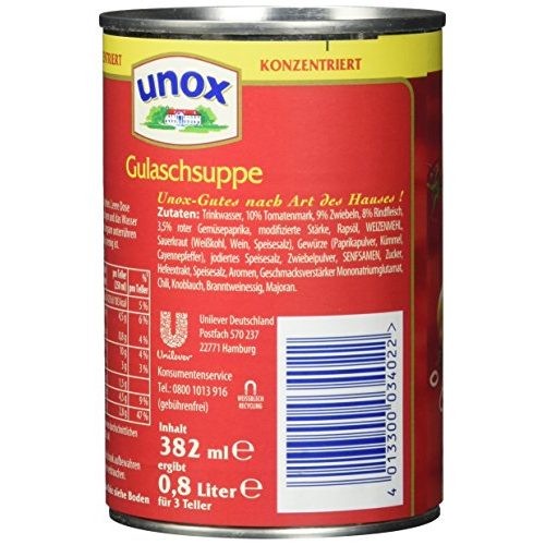 Gulaschsuppe Unox Konzentrat Gulasch Suppe 3 Teller, 6 x 400 ml