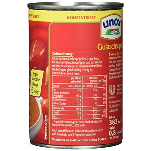 Gulaschsuppe Unox Konzentrat Gulasch Suppe 3 Teller, 6 x 400 ml