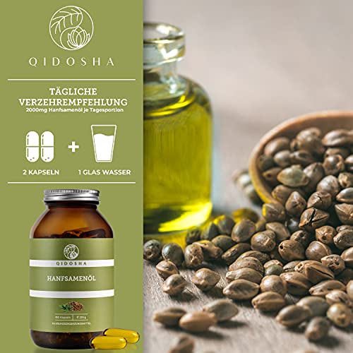 Hanföl-Kapseln QIDOSHA ® Hanfsamenöl Kapseln, 180 Stk im Glas