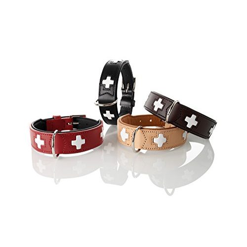 Hundehalsband Hunter SWISS, Leder, hochwertig, Schweizer Kreuz
