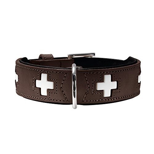 Hundehalsband Hunter SWISS, Leder, hochwertig, Schweizer Kreuz