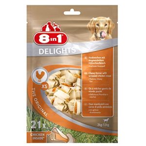 Hundeleckerlies 8in1 Delights Chicken Knochen XS – 21 Stück
