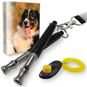 Hundepfeife Villkin 2X +Bonus: Clicker, Schlüsselband, E-Book