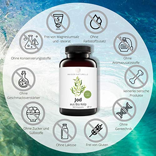 Jodtabletten Maison Naturelle ® Bio Kelp, 365 Kapseln