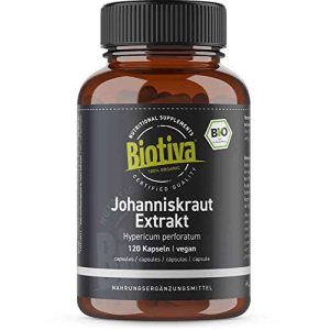 Johanniskraut Biotiva Extrakt 120 Kapseln Bio, ohne Füllstoffe
