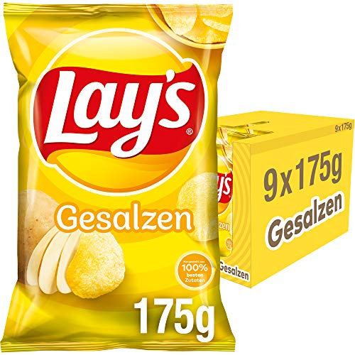 Kartoffelchips Lays Lay’s Gesalzen – Knusprig gesalzen, 9 x 175g