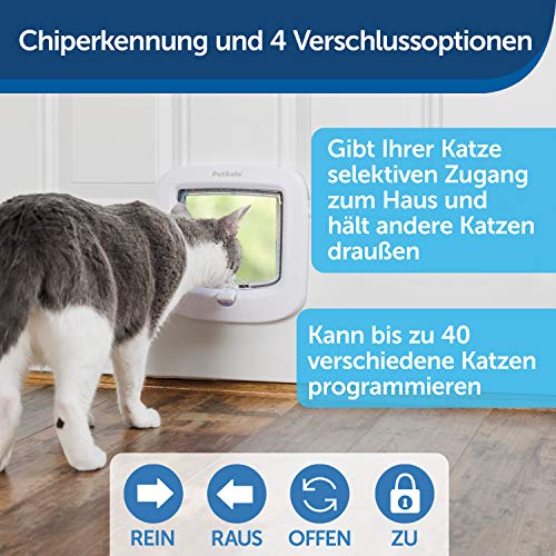 Katzenklappe (Chip) PetSafe Mikrochip Katzentür, bis 7 kg, Weiß