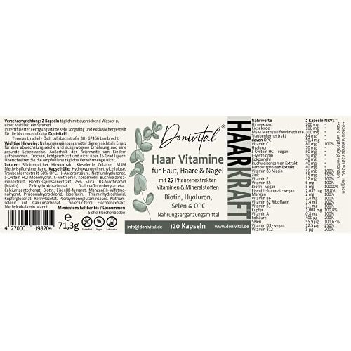 Kieselerde-Kapseln Donivital ® Haar-Vitamine, 120 Haarkapseln