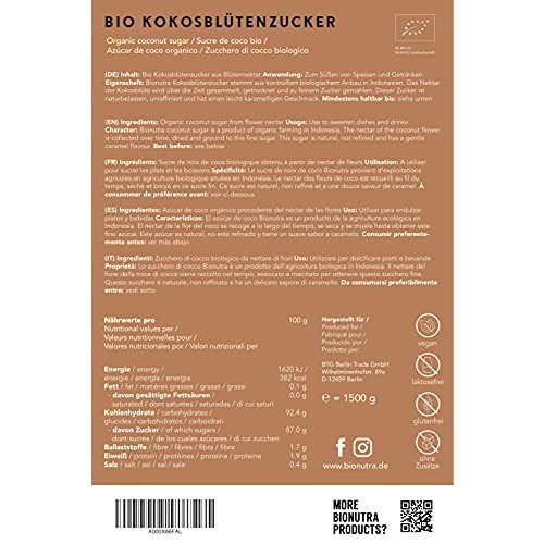 Kokosblütenzucker BioNutra ® Bio 1500 g, Kokoszucker