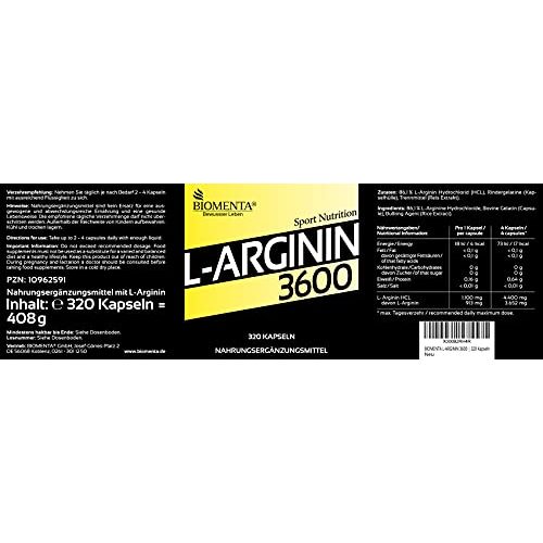 L-Arginin BIOMENTA 3600, Aktionspreis, 320 Kapseln hochdosiert