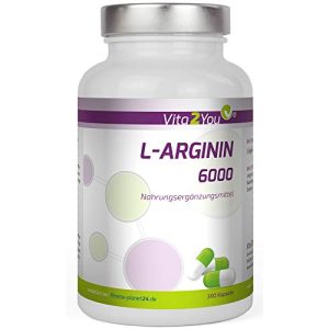 L-Arginin Vita2You 6000, 300 Kapseln, 1000mg Arginin pro Kapsel