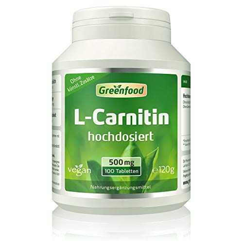 L-Carnitin Greenfood, 500 mg, hochdosiert, 100 Tabletten, vegan