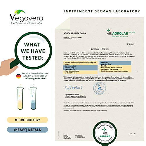L-Carnosin Vegavero KAPSELN ® Mit Vitamin C & E, 60 Kapseln