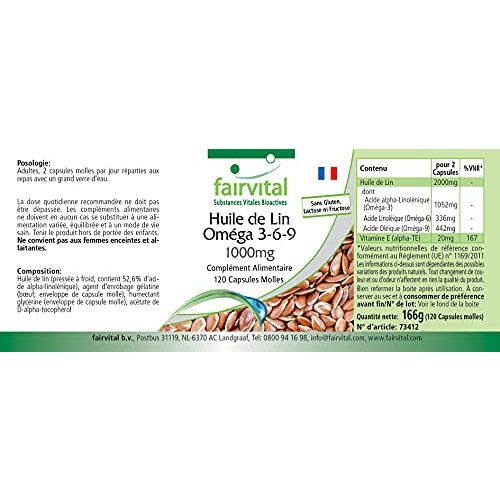 Leinöl-Kapseln fairvital Omega-3-6-9 Kapseln, 120 Softgels