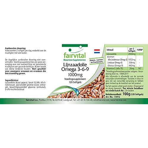 Leinöl-Kapseln fairvital Omega-3-6-9 Kapseln, 120 Softgels