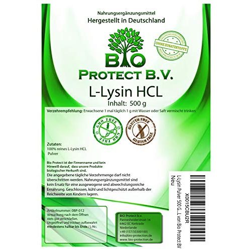 Lysin Bio Protect L- Pulver 500 Gramm ohne Zusatzstoffe