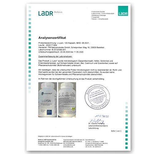 Lysin FürstenMED ® L- Kapseln, 1500mg, 120 Kapseln