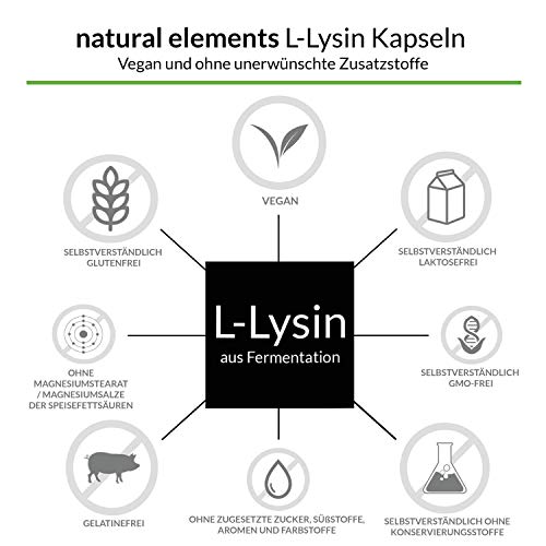 Lysin natural elements L-, 365 Kapseln, pflanzliche Fermentation