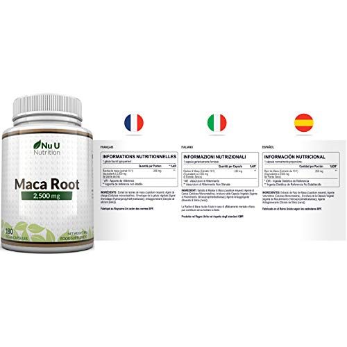 Maca-Kapseln Nu U Nutrition Maca-Wurzel 2500 mg hochdosiert