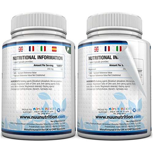 Magnesiumcitrat Nu U Nutrition 200 mg, 180 Tabletten